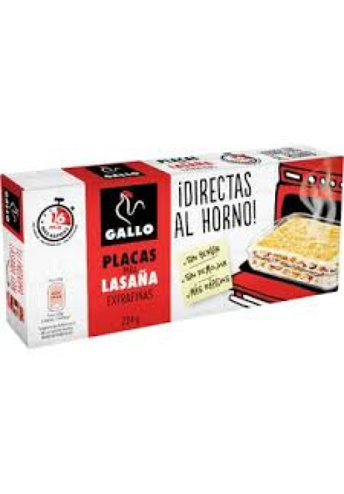 GALLO Pasta lasaña placas precocidas GALLO paquete 18 uds x 200 g.