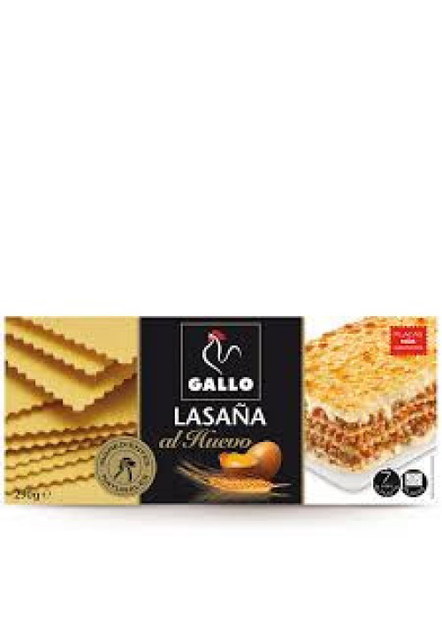 GALLO Pasta lasaña placas GALLO paquete 250 gr 20 unidades.