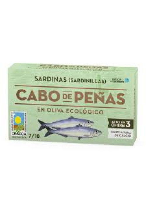 CABO DE PEÑAS Sardinilla en aceite de oliva ecológico CABO DE PEÑAS 60 g.