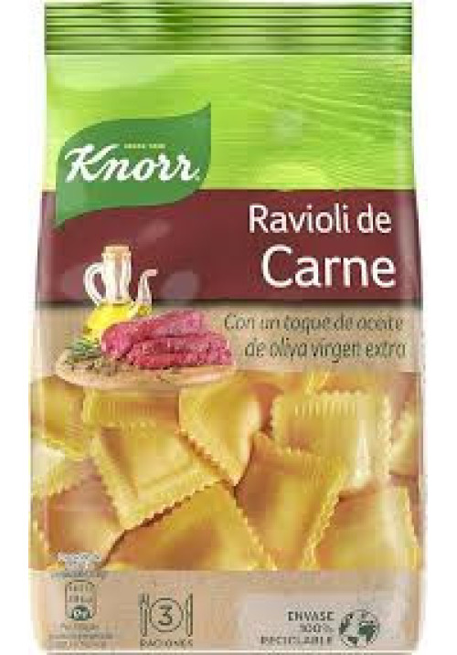 KNORR Pasta Ravioli 3 rellenos carne KNORR 250 g.