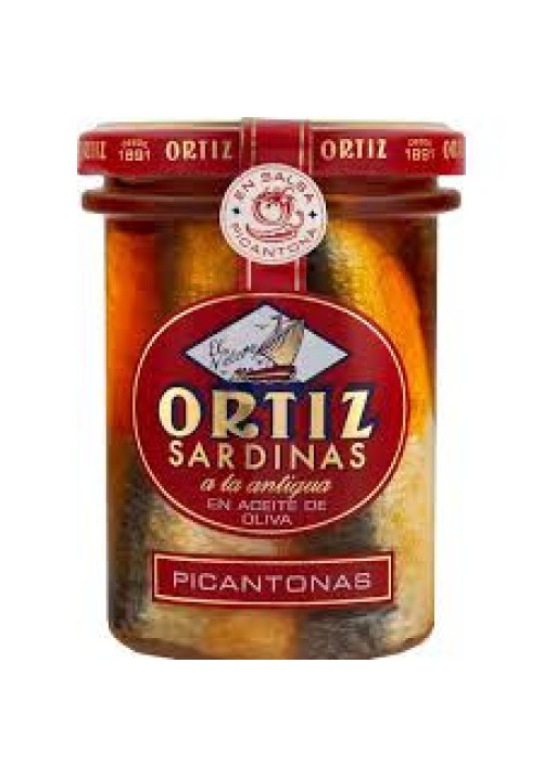 ORTIZ Sardinas a la antigua, en aceite de oliva, picantonas 140 g.