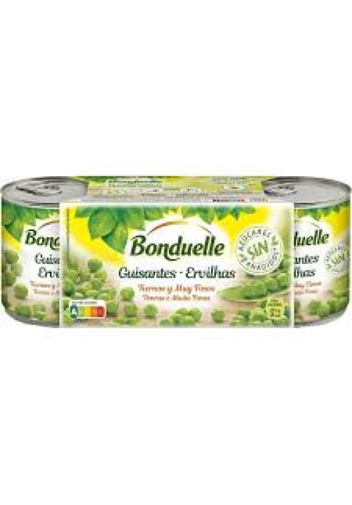 BONDUELLE Guisantes al natural muy finos pack 3 uds. 140 g.