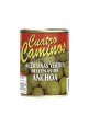 CUATRO CAMINOS Aceitunas verdes varidad Manzanilla finas, rellenas de anchoa CUATRO CAMINOS 120 g.