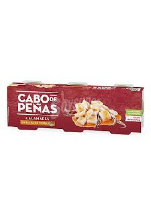 CABO DE PEÑAS Calamares en salsa de vieira en trozos lata de 45 g. pack de 3 uds.