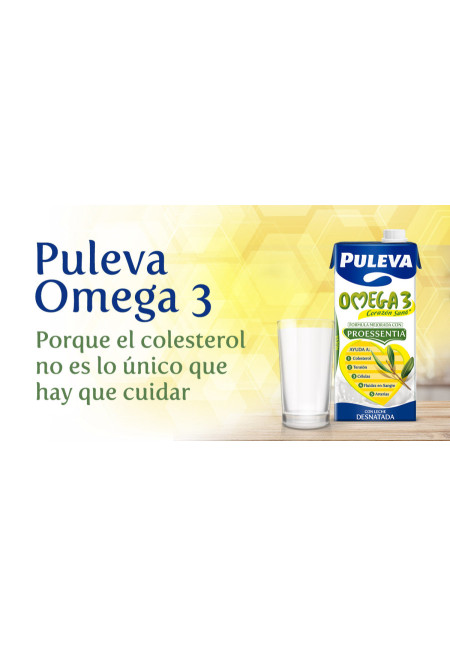 PULEVA Preparado lacteo desnatado, enriquecido con ácido oleico Omega 3 1 l.