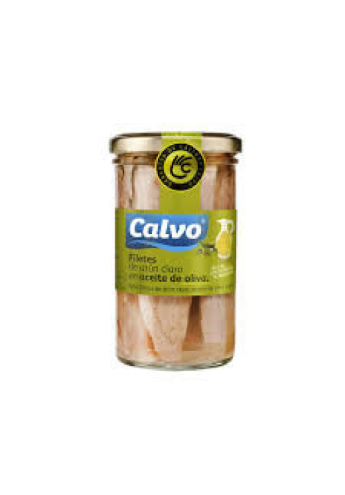 CALVO Atún claro en aceite de oliva en filetes frasco de 163 g.