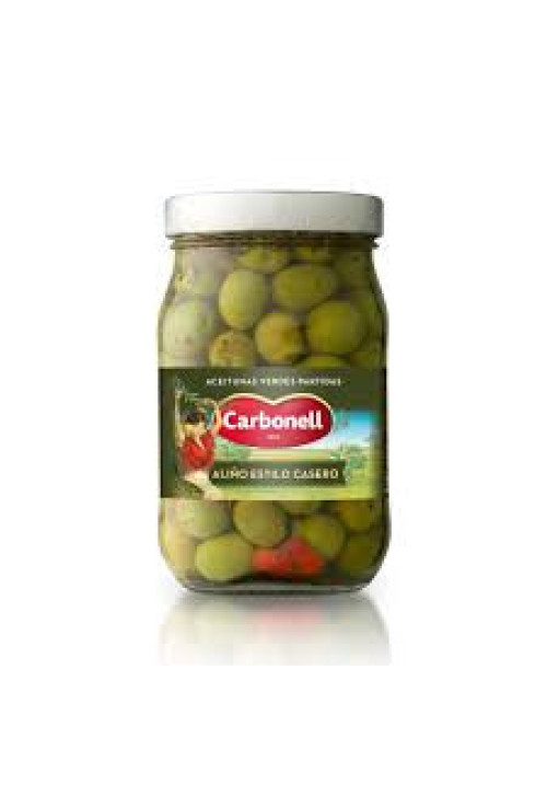 CARBONELL Aceitunas partidas con aliño de estilo casero CARBONELL 450 g.