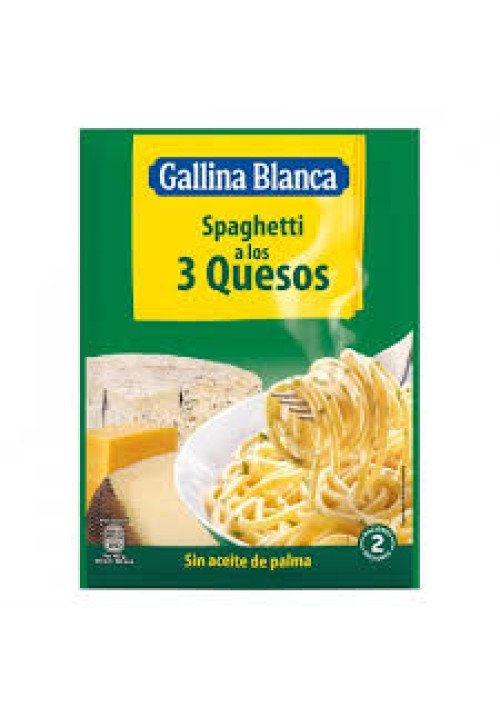 GALLINA BLANCA Pasta espaguetis con 3 quesos y gorgonzola sobre de 175 g.