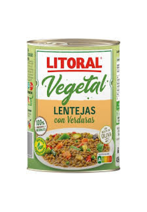 LITORAL Lentejas con verduras LITORAL lata de 430 g.