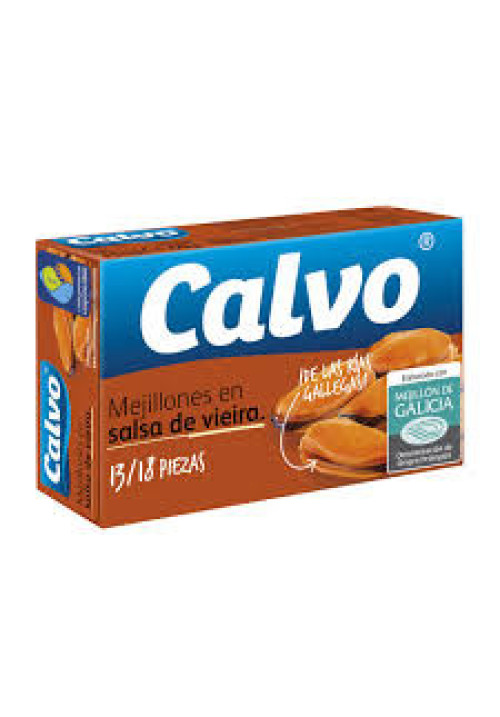 CALVO Mejillones salsa de vieira 13/18 piezas 65 g.