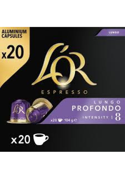 L`OR Lungo profondo intensidad 8 Café en capsulas 20 uds x 104 g