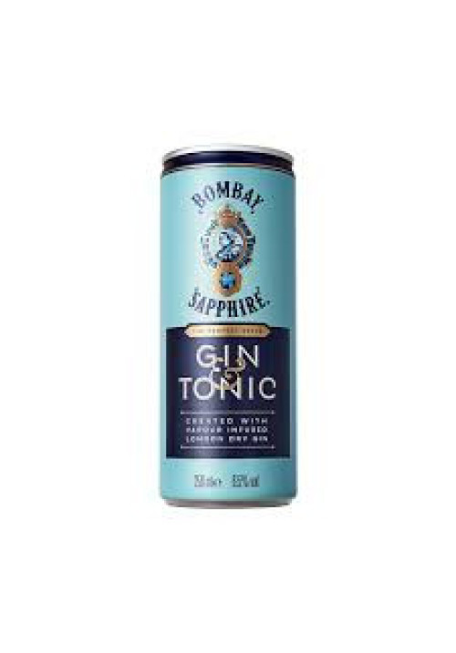 BOMBAY Combinado de Bombay Sapphire London Dry Gin con tónica BOMBAY Sapphire & tonica lata de 250 ml.