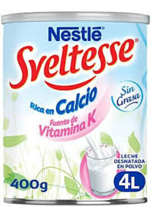 SVELTESSE Bote de leche desnatada en polvo con bifudus y calcio SVELTESSE de Nestlé 400 g.