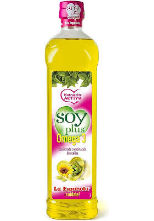 LA ESPAÑOLA SOY PLUS Aceite de girasol y soja con Omega 3 botella de 1 l.