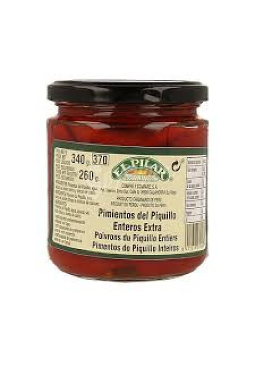 EL PILAR Pimientos del Piquillo enteros extrafrasco de 260 g.