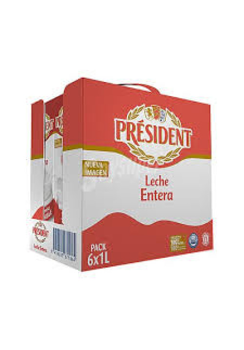 PRÉSIDENT Leche entera de vaca de origen 100% español 6 x 1 l.