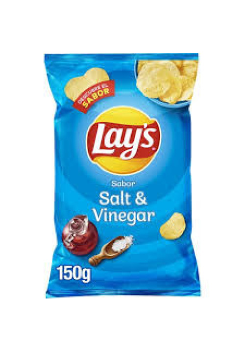 LAY'S Patatas fritas lisas con sabor a sal y vinagre en bolsa 150 g.