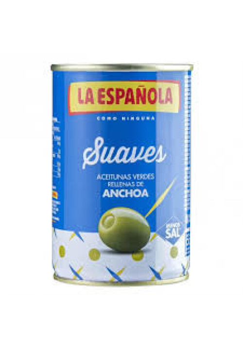 LA ESPAÑOLA Aceitunas verdes rellenas de anchoa LA ESPAÑOLA Suaves lata 130 g.