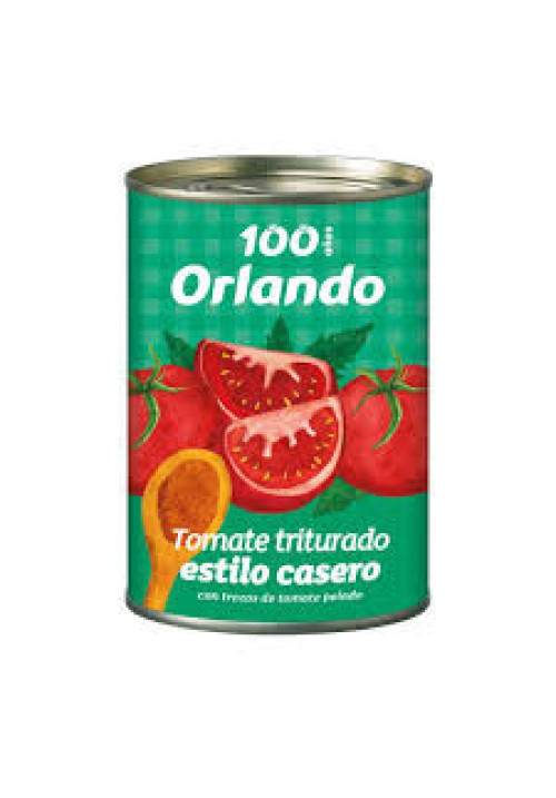 ORLANDO Tomate triturado estilo casero, con tomate troceado lata de 400 g.