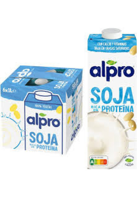 ALPRO Bebida de soja ligera enriquecida con calcio y vitaminas B2, B12 y D 6 x 1 l.