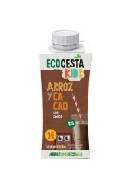 ECOCESTA Kids Bebida vegetal ecológica de arroz, con cacao y calcio 250 ml.