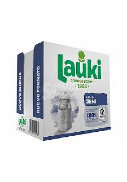 LAUKI Leche semidesnatada de vaca, de origen 100% español 6 x 1l.