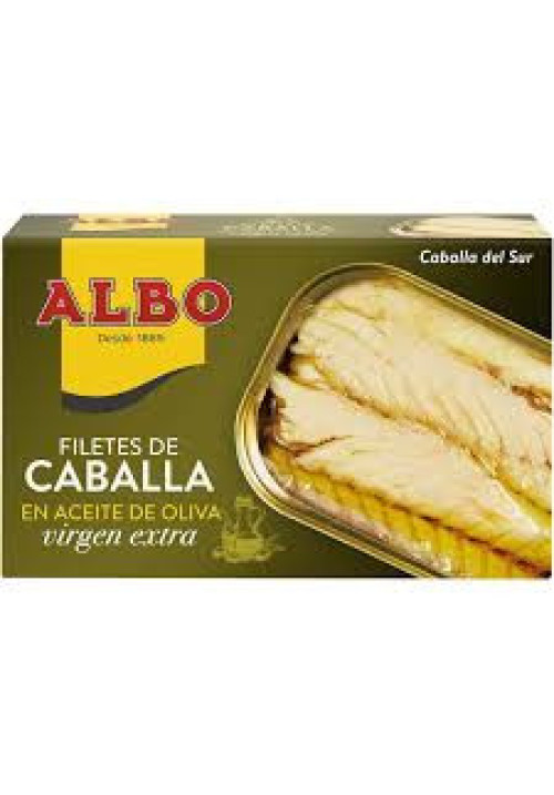 ALBO Caballa del sur en aceite de oliva virgen extra en filetes lata de 85 g.