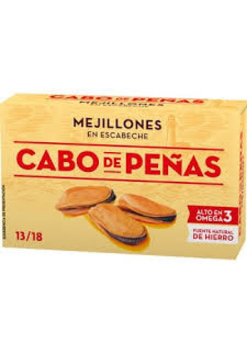 CABO DE PEÑAS Mejillones escabeche lata de 69 g.