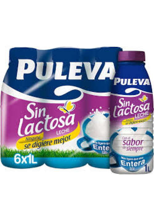 PULEVA Leche entera de vaca, sin lactosa Mañanas ligeras 6 x 1l.