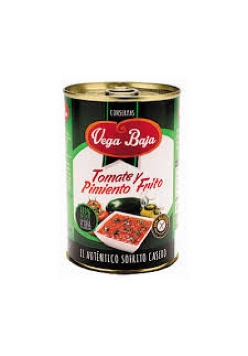 VEGA BAJA Tomate y pimiento frito con aceite de oliva virgen extra, 400 g.