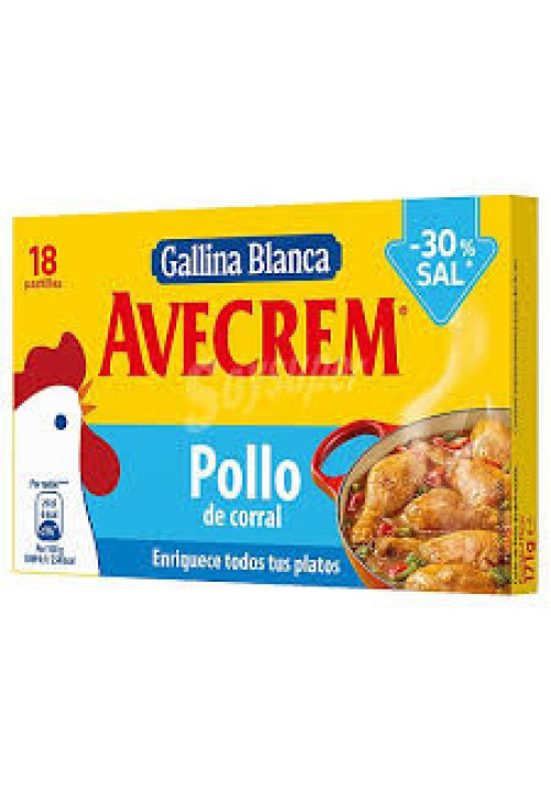 AVECREM Caldo de pollo con contenido reducido en sal 18 uds. 9,5 g.