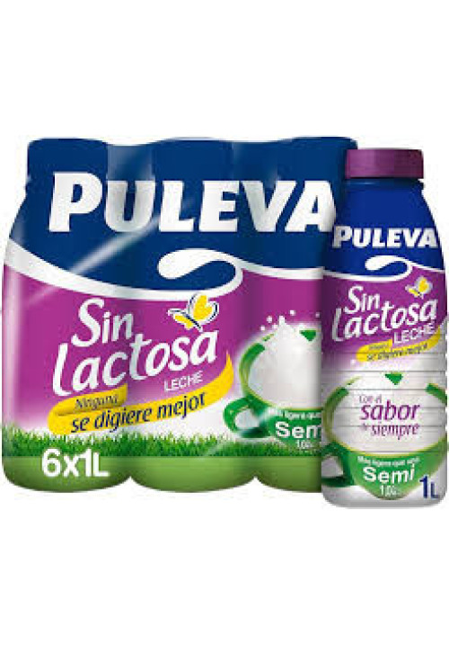 PULEVA Leche semidesnatada de vaca, sin lactosa Mañanas ligeras 6 x 1 l.