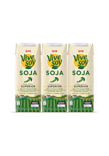 VIVESOY Bebida de soja de origen 100% local, con sabor natural de Pascual 3 x 250 ml.