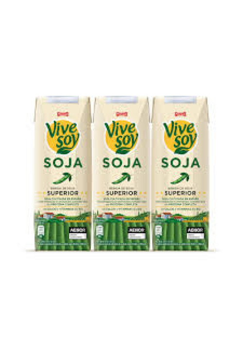 VIVESOY Bebida de soja de origen 100% local, con sabor natural de Pascual 3 x 250 ml.