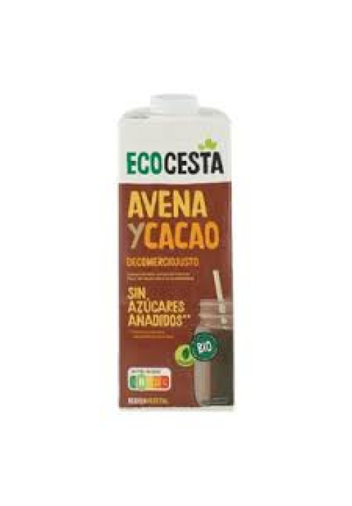 ECOCESTA Bebida vegetal de avena y cacao ecológico y de comercio justo, sin azúcares añadidos 1 l.