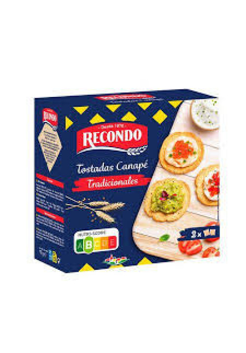 RECONDO Tostadas redondas de pan normal para canapés 110 g.