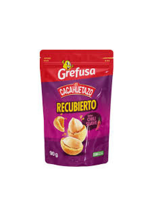 GREFUSA El cacahuetazo Cacahuetes recubiertos sabor chili suave 90 g.